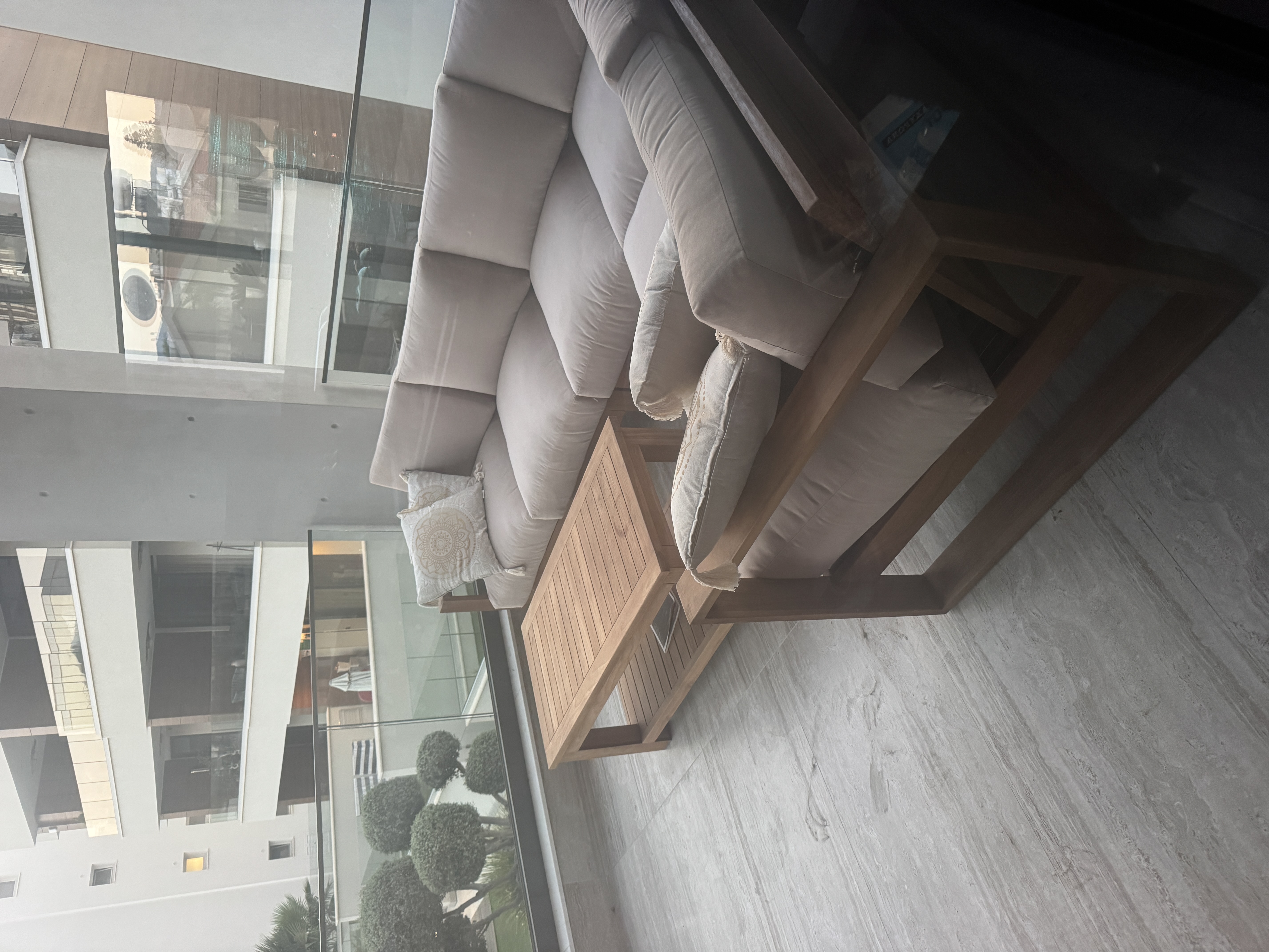 Contemporary outdoor terrace with modern furniture
